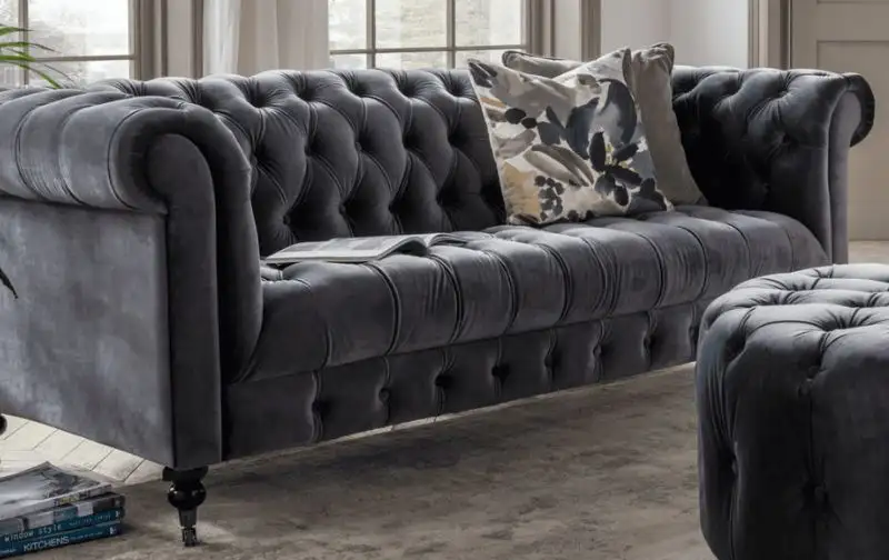 343 grey velvet chesterfield
