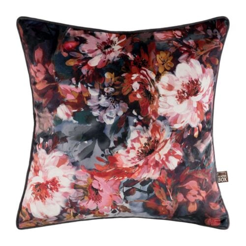 Alexis Charcoal and Pink Floral Cushion