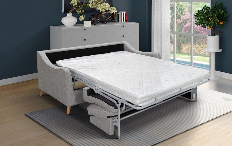 Grey-sofa-bed-with-open-bed-and-mattress-displayed.