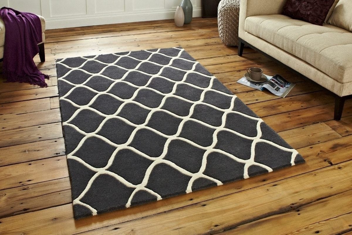 elements grey wool rug