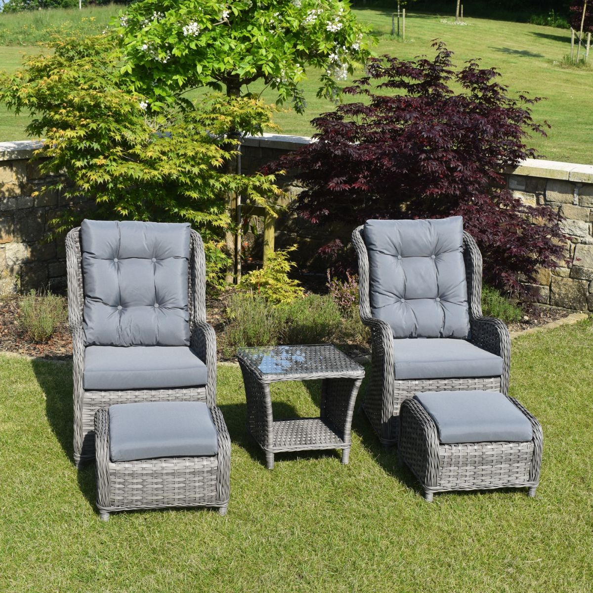 Aghadoe Garden Chairs and Footstools With Table - 2