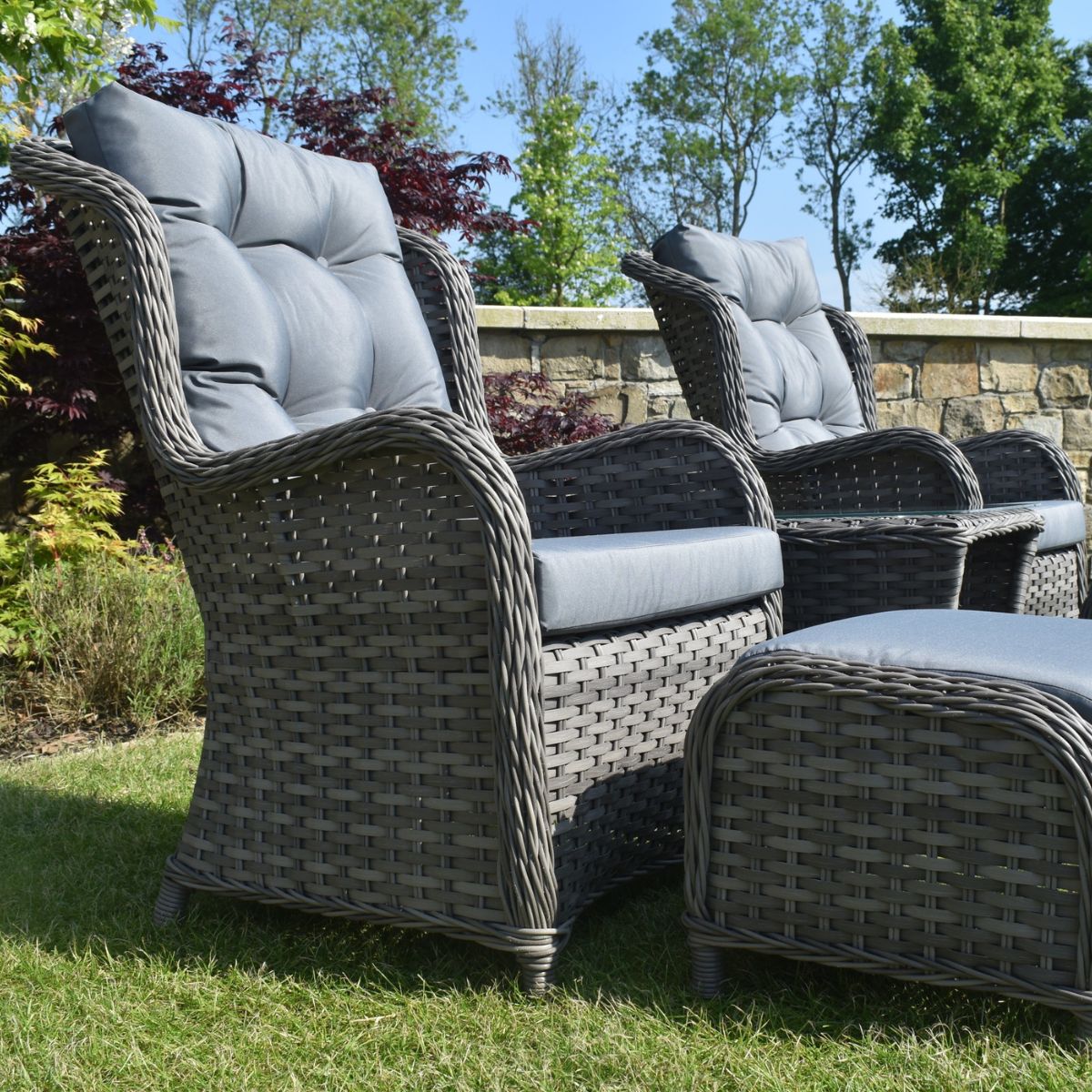 Aghadoe Garden Chairs and Footstools With Table - 3