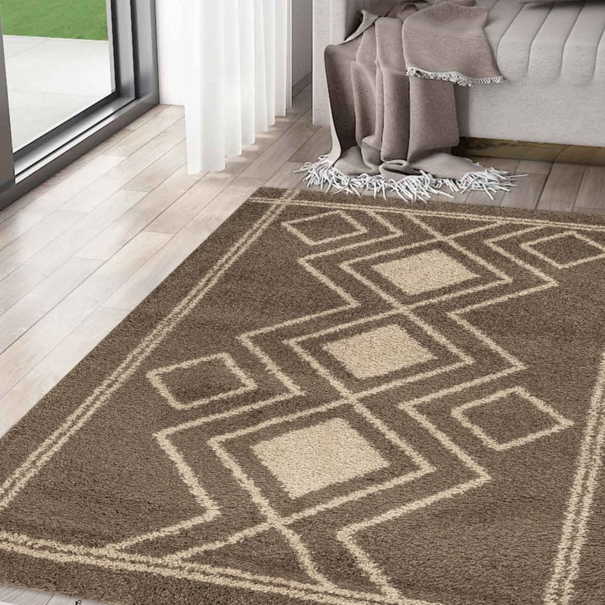 Ashton Beige Diamond Design Rug - 2