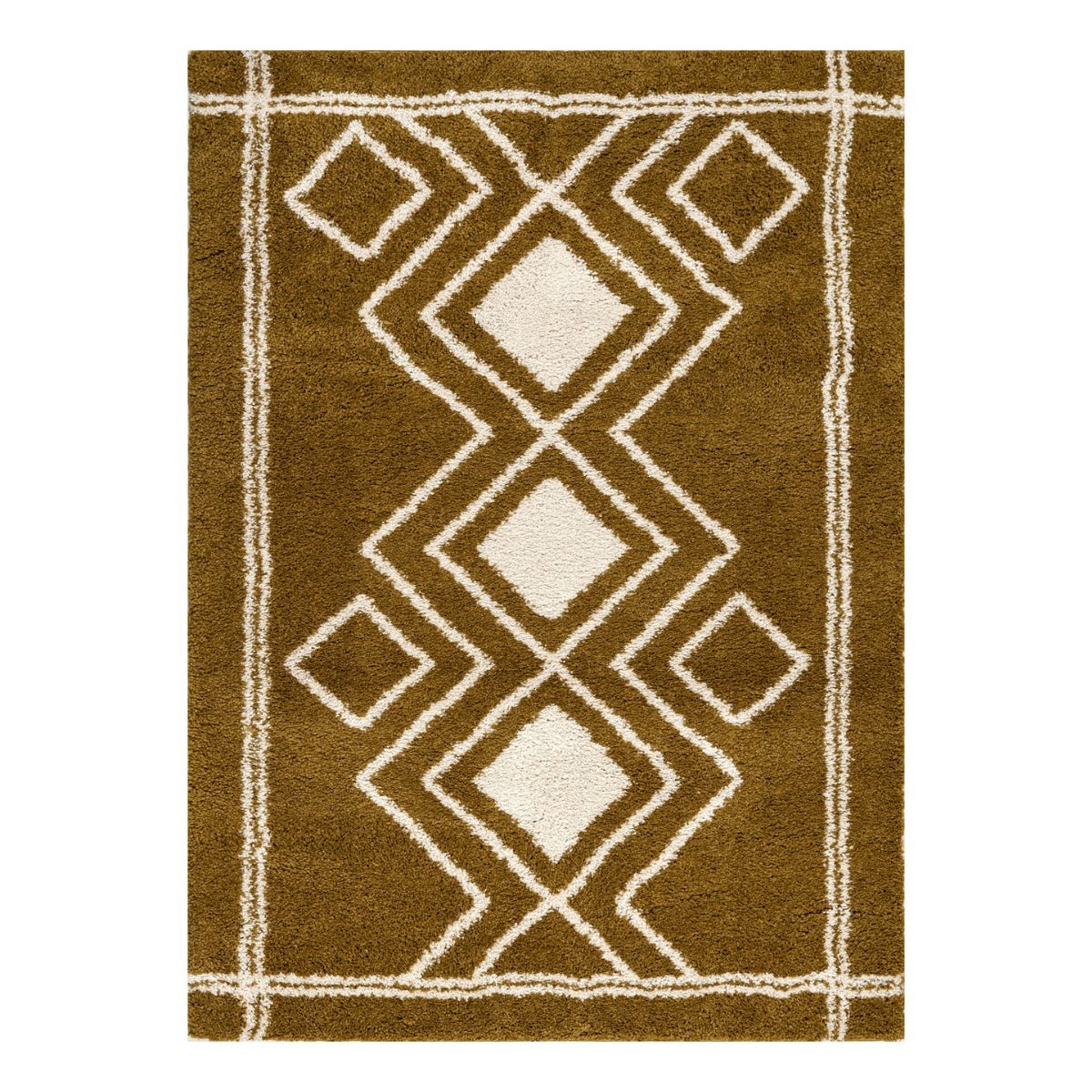 Ashton Mustard Diamond Pattern Rug - 1