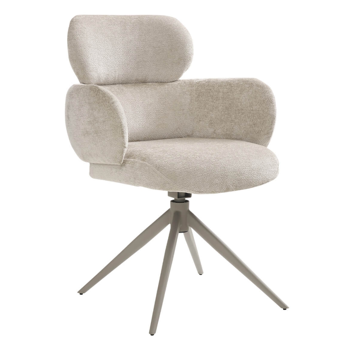 Aslan Upholstered Swivel Dining Chair Beige - 1