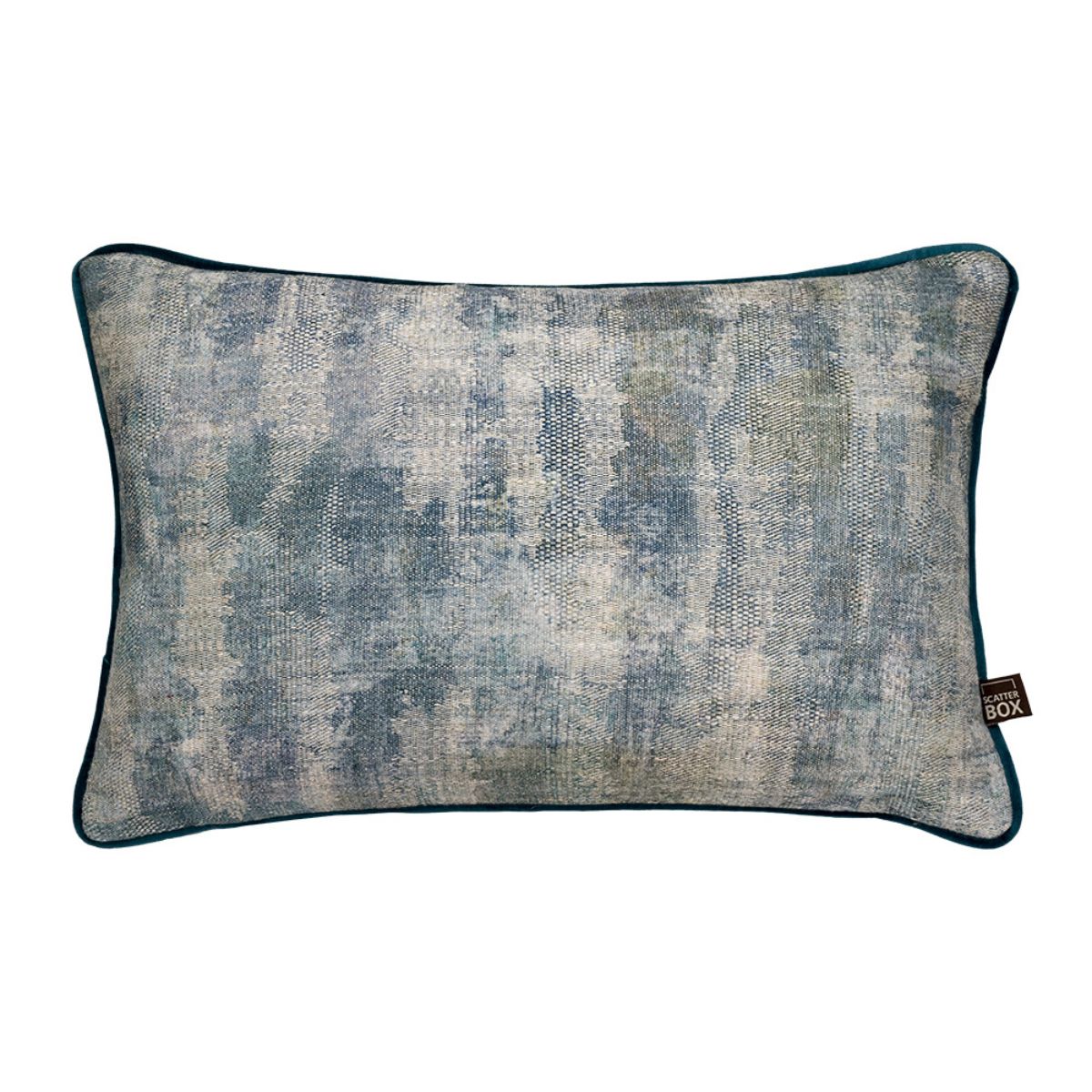 Avianna Watercolour Woven Jacquard Cushion Teal - 1