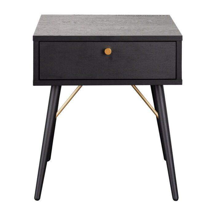 BAR-410-BK - Bulgary Bedside Table 1 Drawer Black and Copper - 3