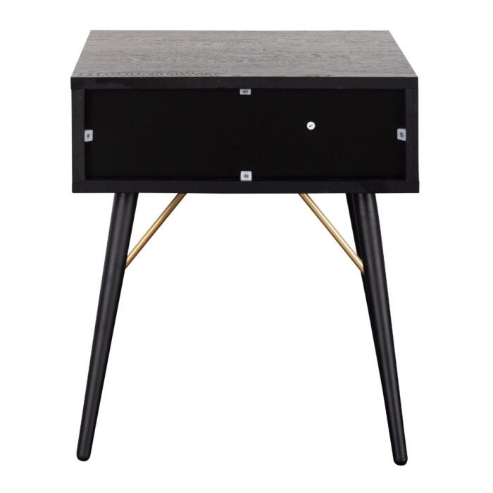 BAR-410-BK - Bulgary Bedside Table 1 Drawer Black and Copper - 5
