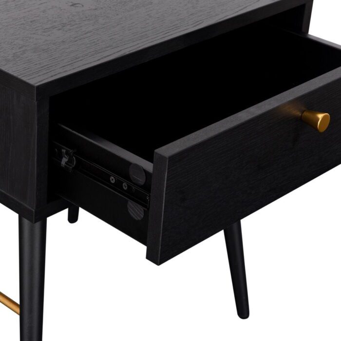BAR-410-BK - Bulgary Bedside Table 1 Drawer Black and Copper - 6