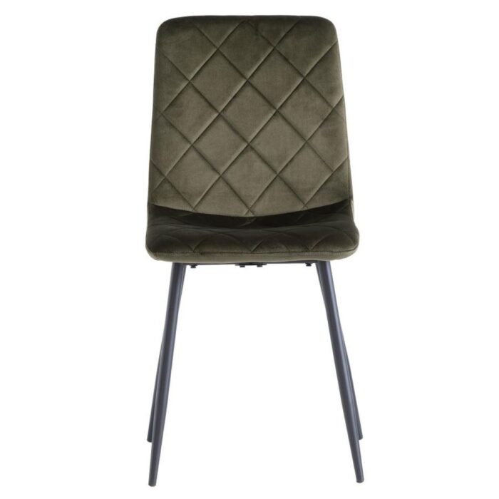 Billie green Velvet Dining Chair with cross stitch