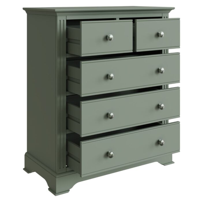 BP-2O3-CGN - Brooke Wooden 5 Drawer Green Grey Chest of Drawers - 2
