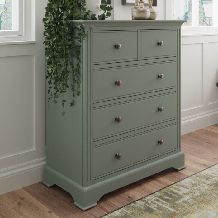 BP-2O3-CGN - Brooke Wooden 5 Drawer Green Grey Chest of Drawers - 8