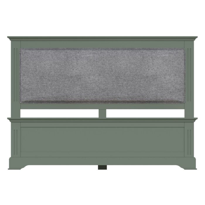 BP-46-CGN - 4'6 ft Brooke Green Grey Wood Bed with Upholstered Headboard - 3