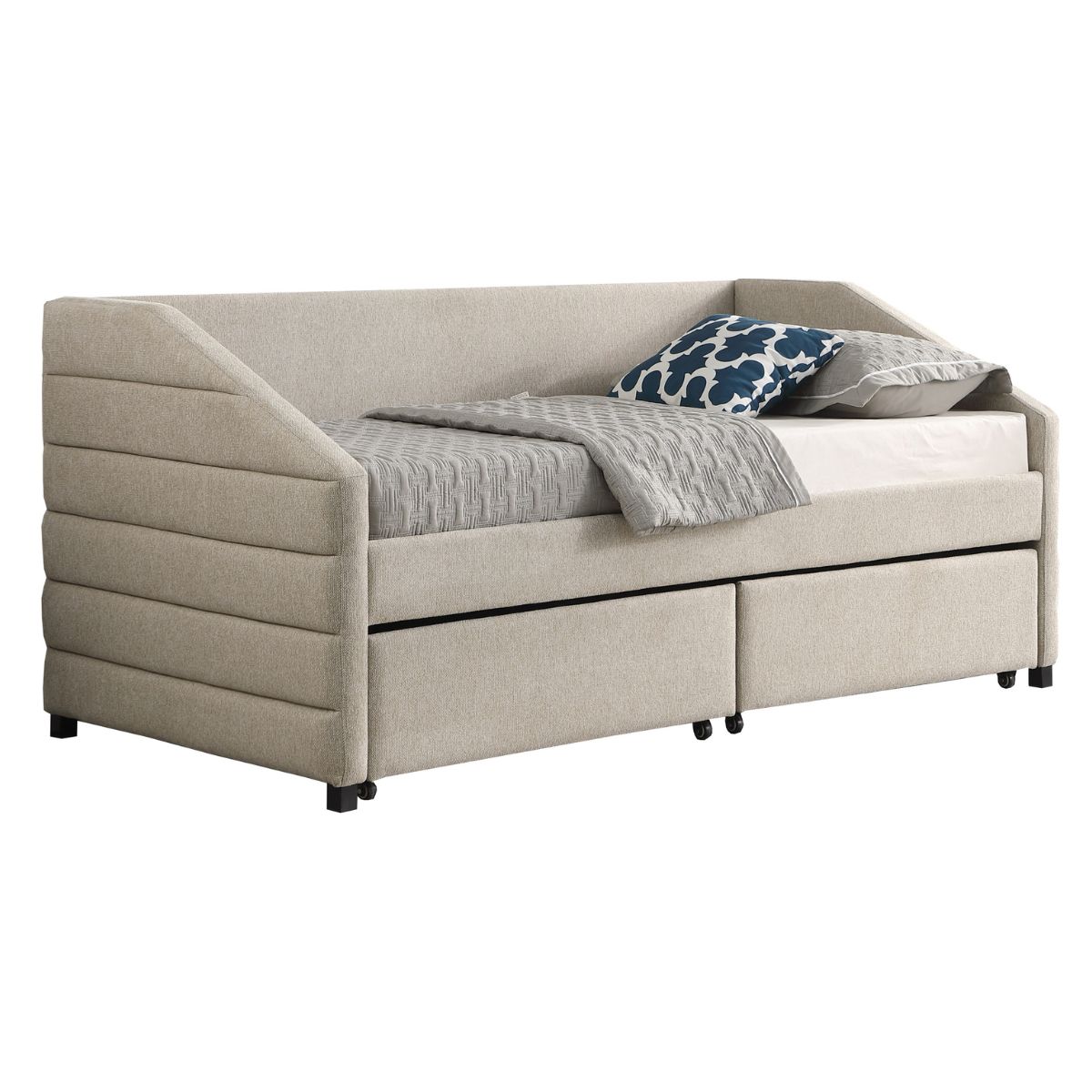 Baku Upholstered Day Bed with Storage Beige - 1