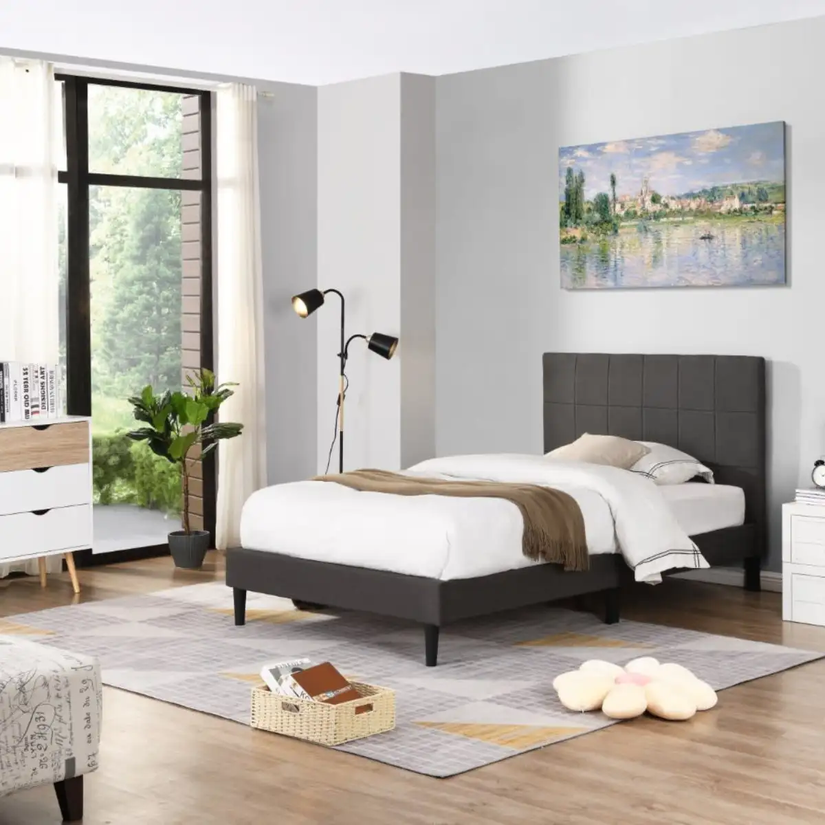 Bantry Grey Fabric Bed - 3