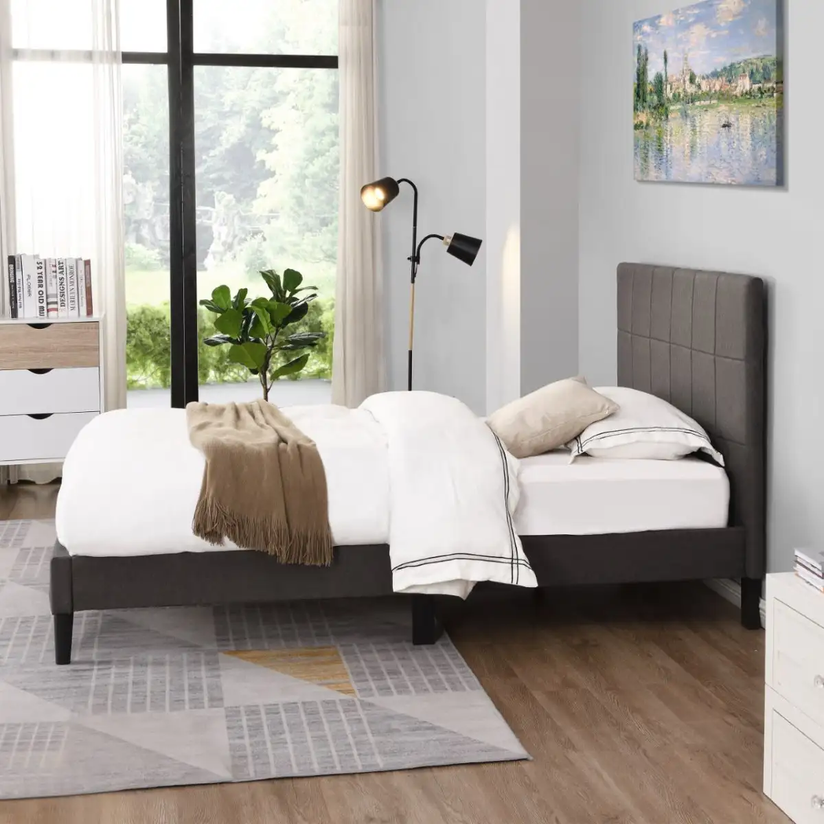 Bantry Grey Fabric Bed - 4
