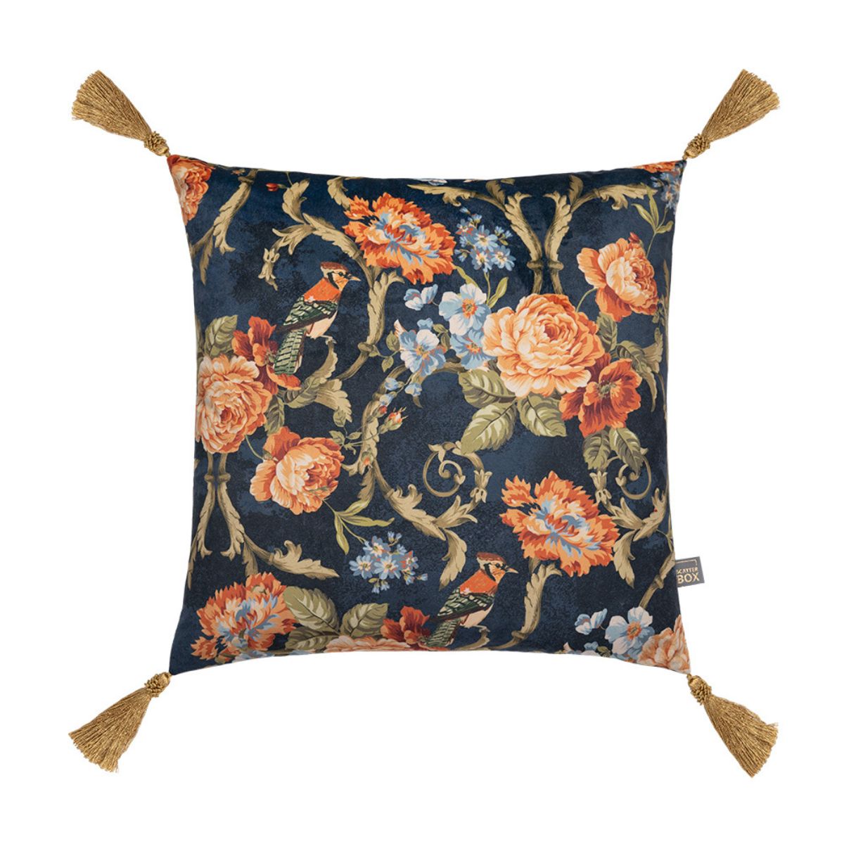 Baroque Navy Floral Cushion - 1