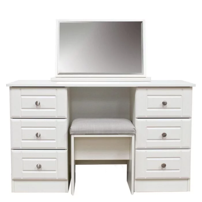 White 6 best sale drawer dressing table