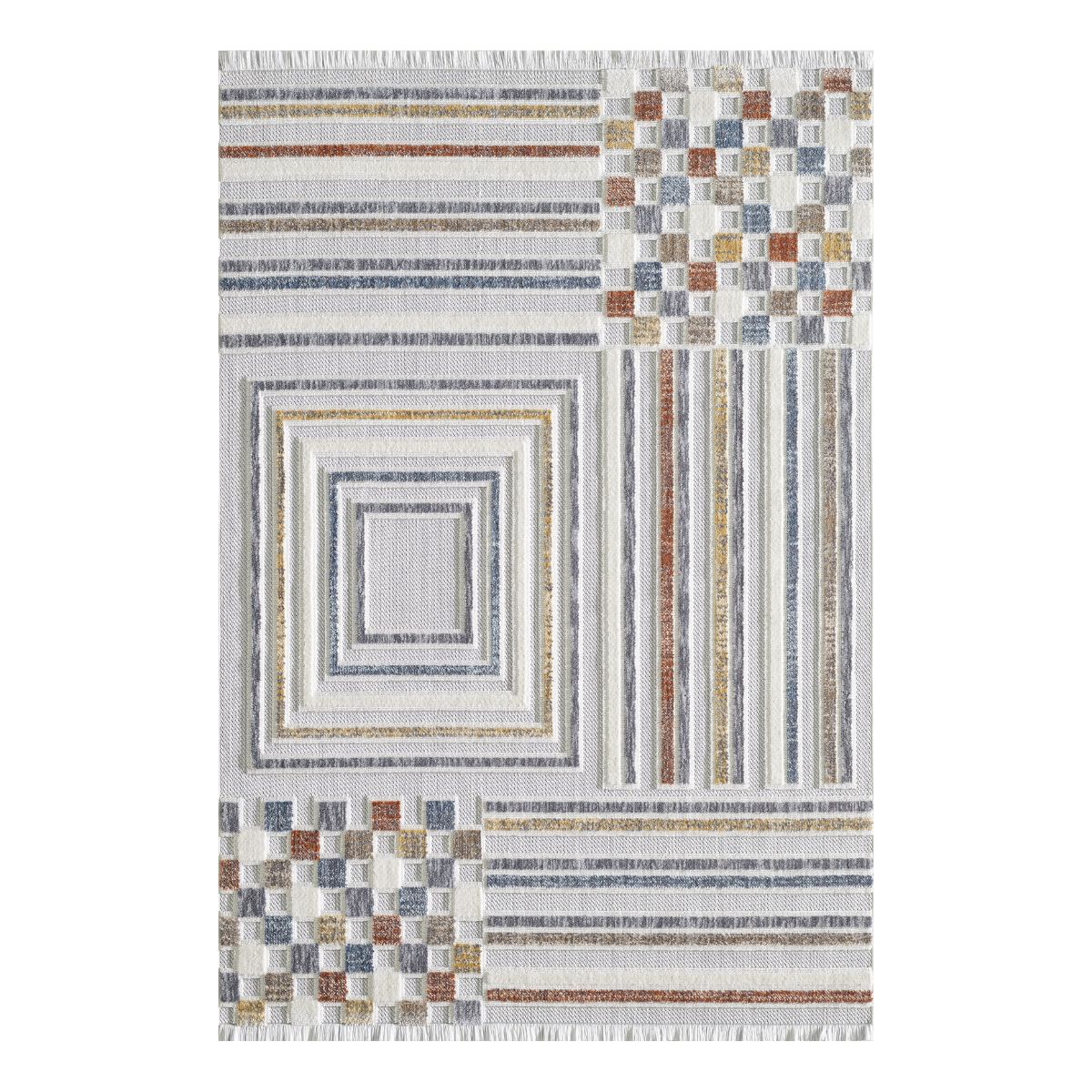 Broadway Contemporary Linear and Checkered Rug - 1