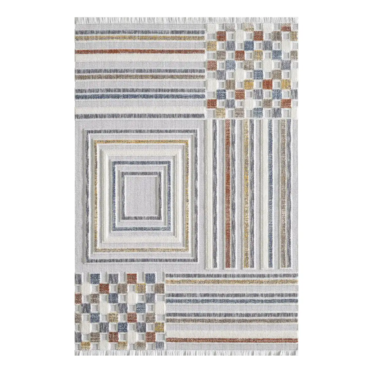 Broadway Contemporary Linear and Checkered Rug - 1