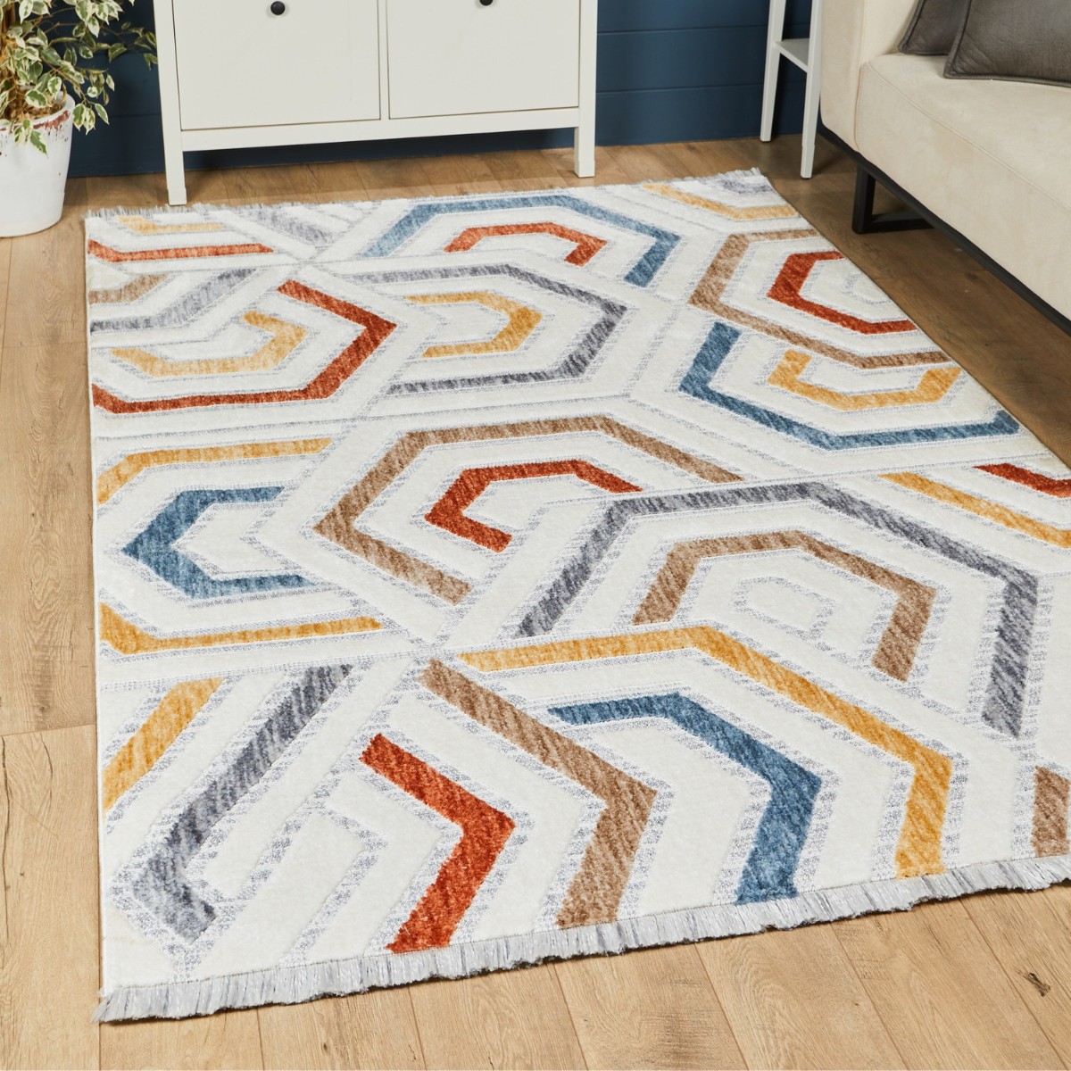 Broadway Textured Hexagonal Rug - 2