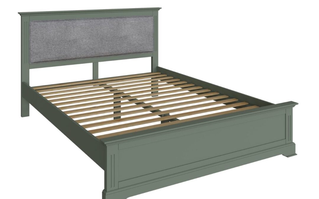 Brooke Green Bed With Upholstered Headboard