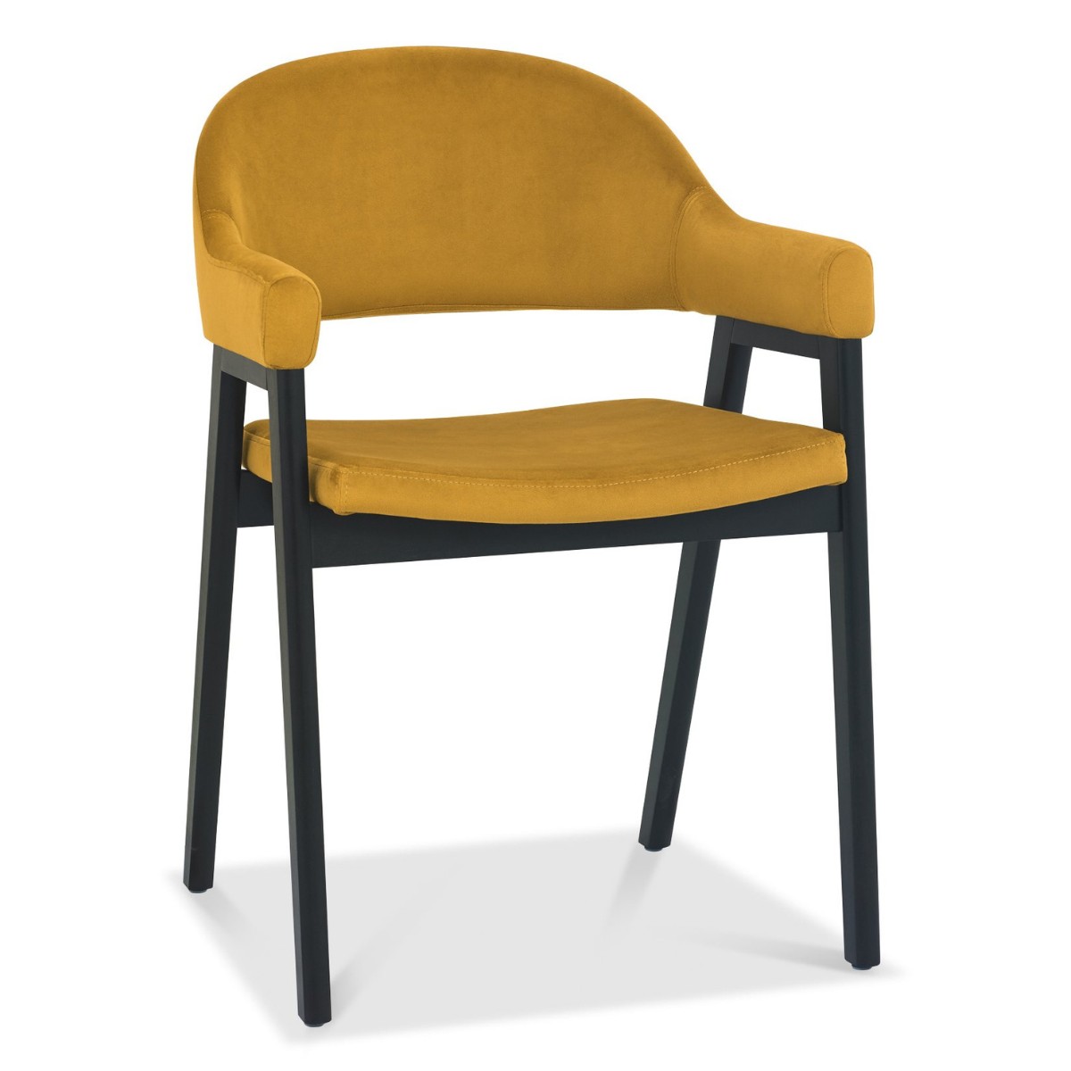 Chambery Weathered Oak Curved Back Dining Chair Yellow - 1