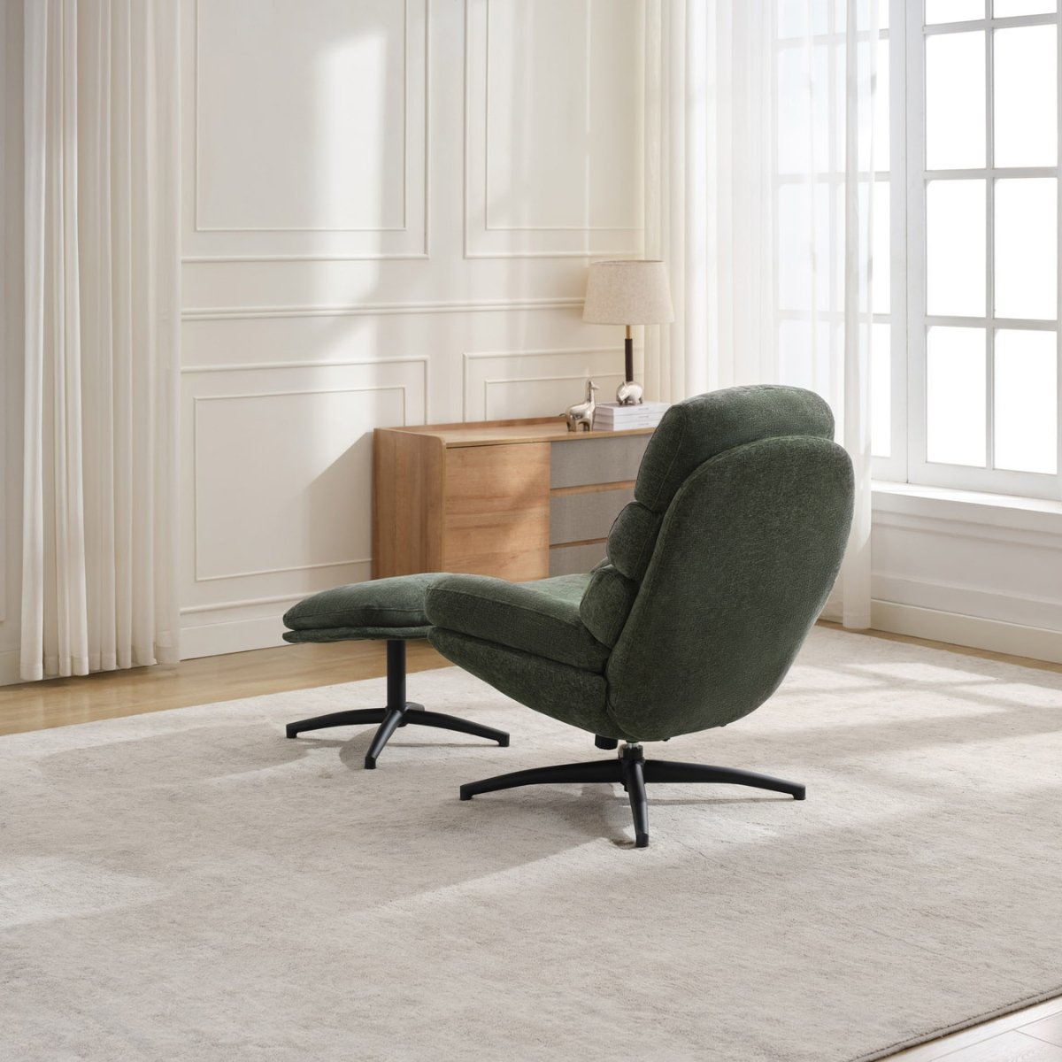 Caprille Accent Chair Chair and Footstool Green - 3