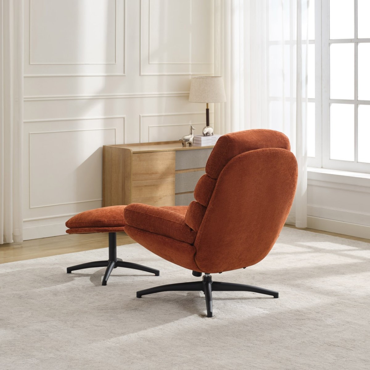 Caprille Accent Chair Chair and Footstool Rust - 3