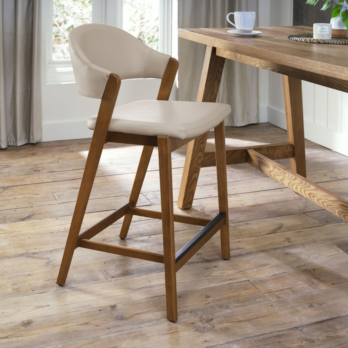 Chambery Rustic Oak Bar Stool Beige - 4