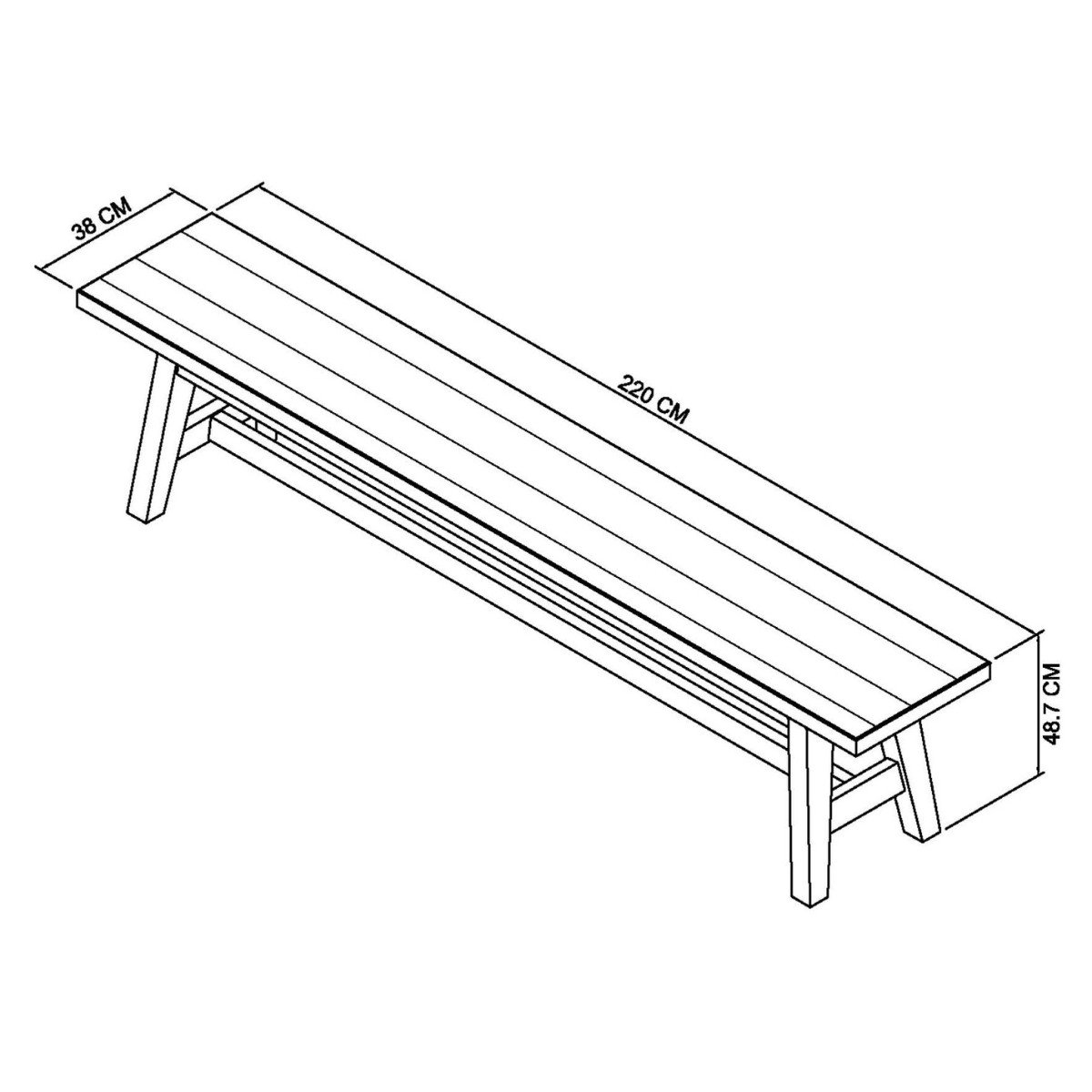 Chambery Rustic Oak Dining Bench - 5