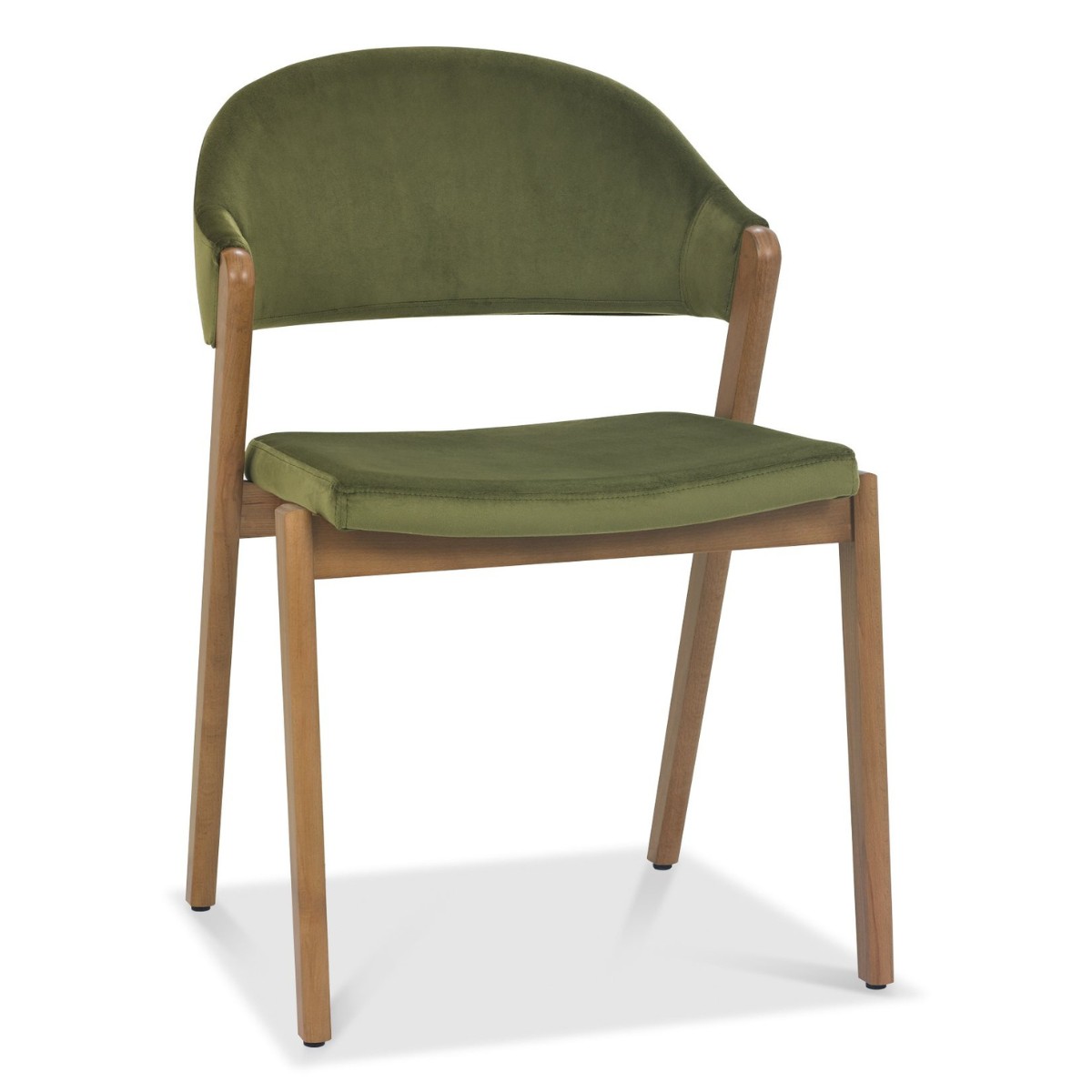 Chambery Rustic Oak Upholstered Dining Chair Green - 1