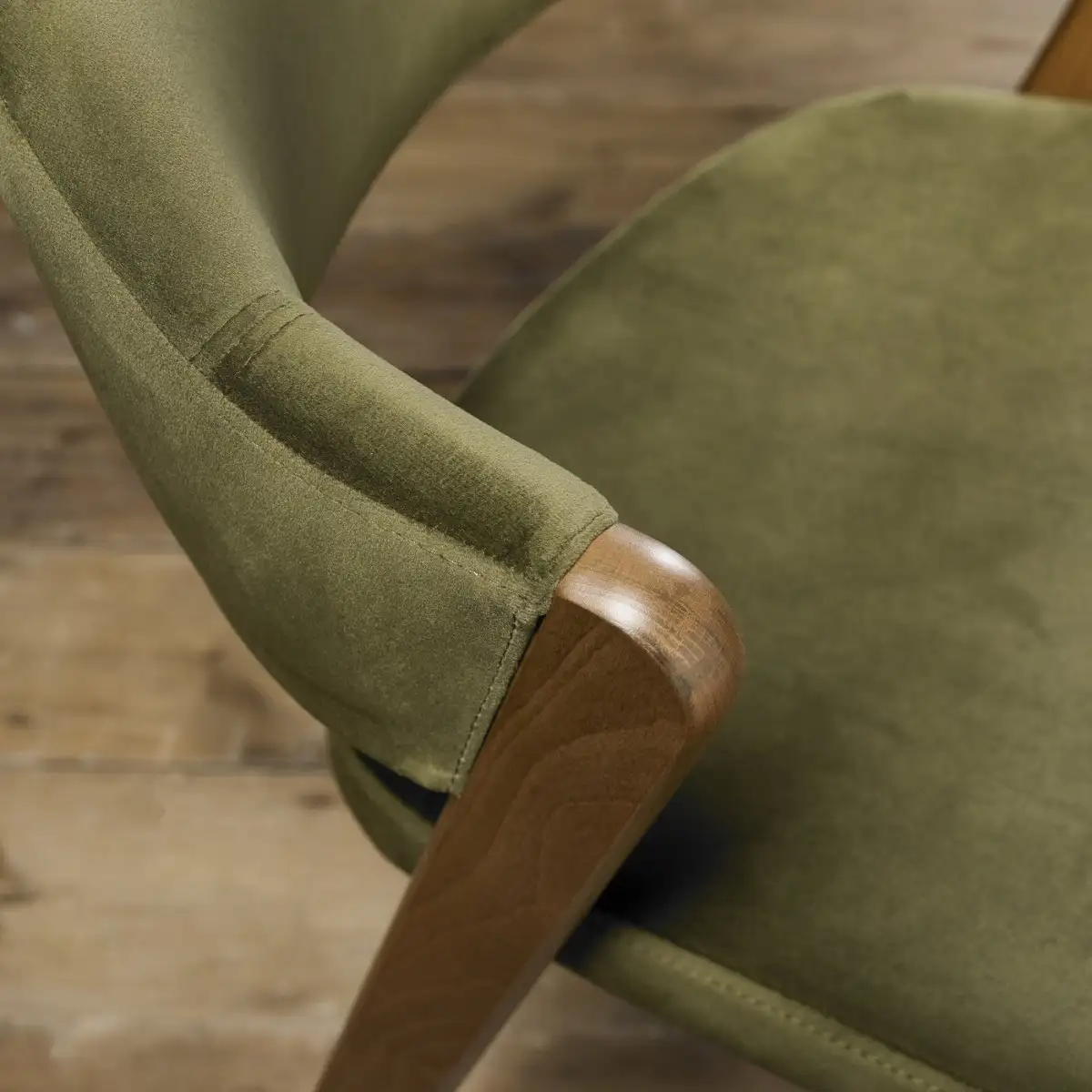 Chambery Rustic Oak Upholstered Dining Chair Green - 5