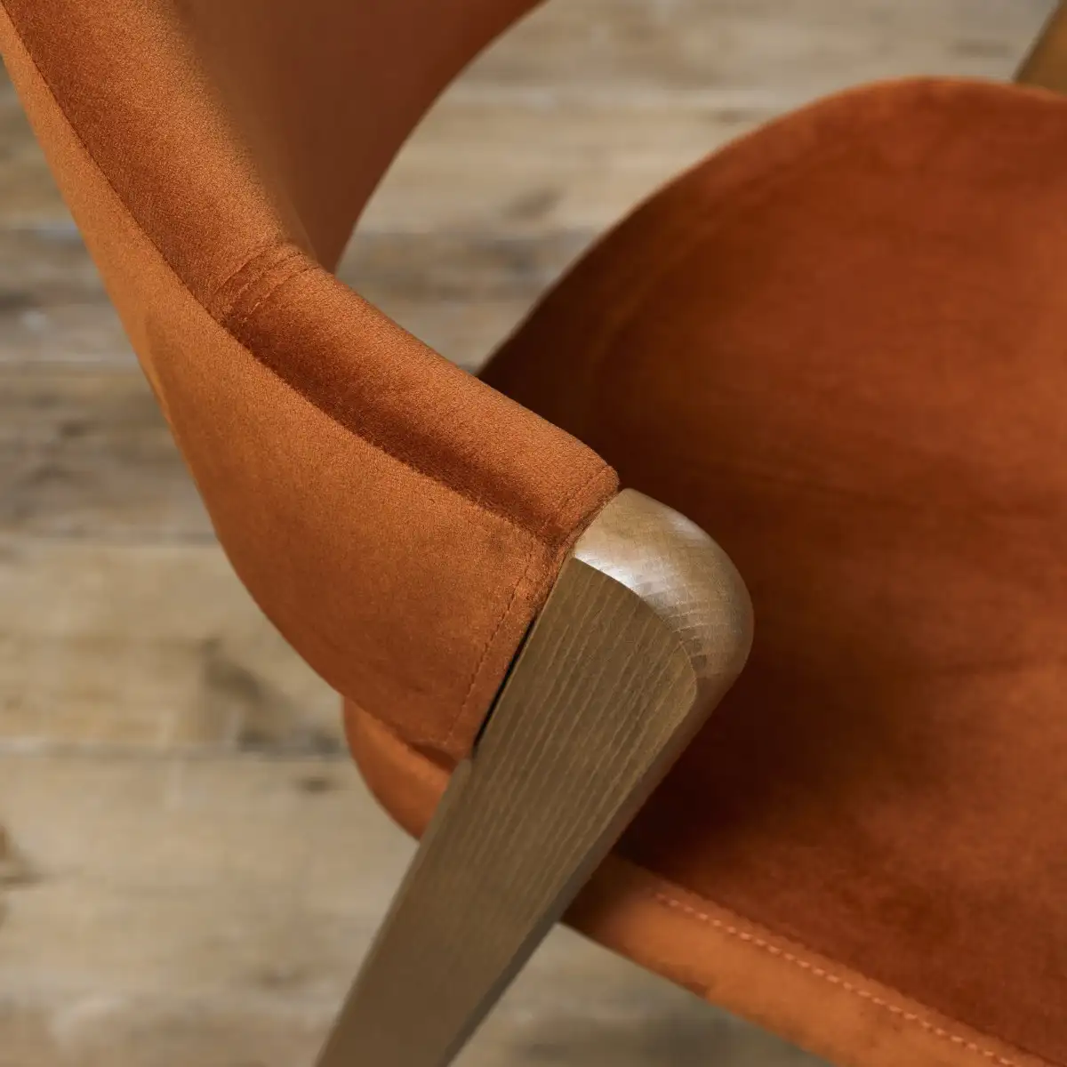 Chambery Rustic Oak Upholstered Dining Chair Orange - 5