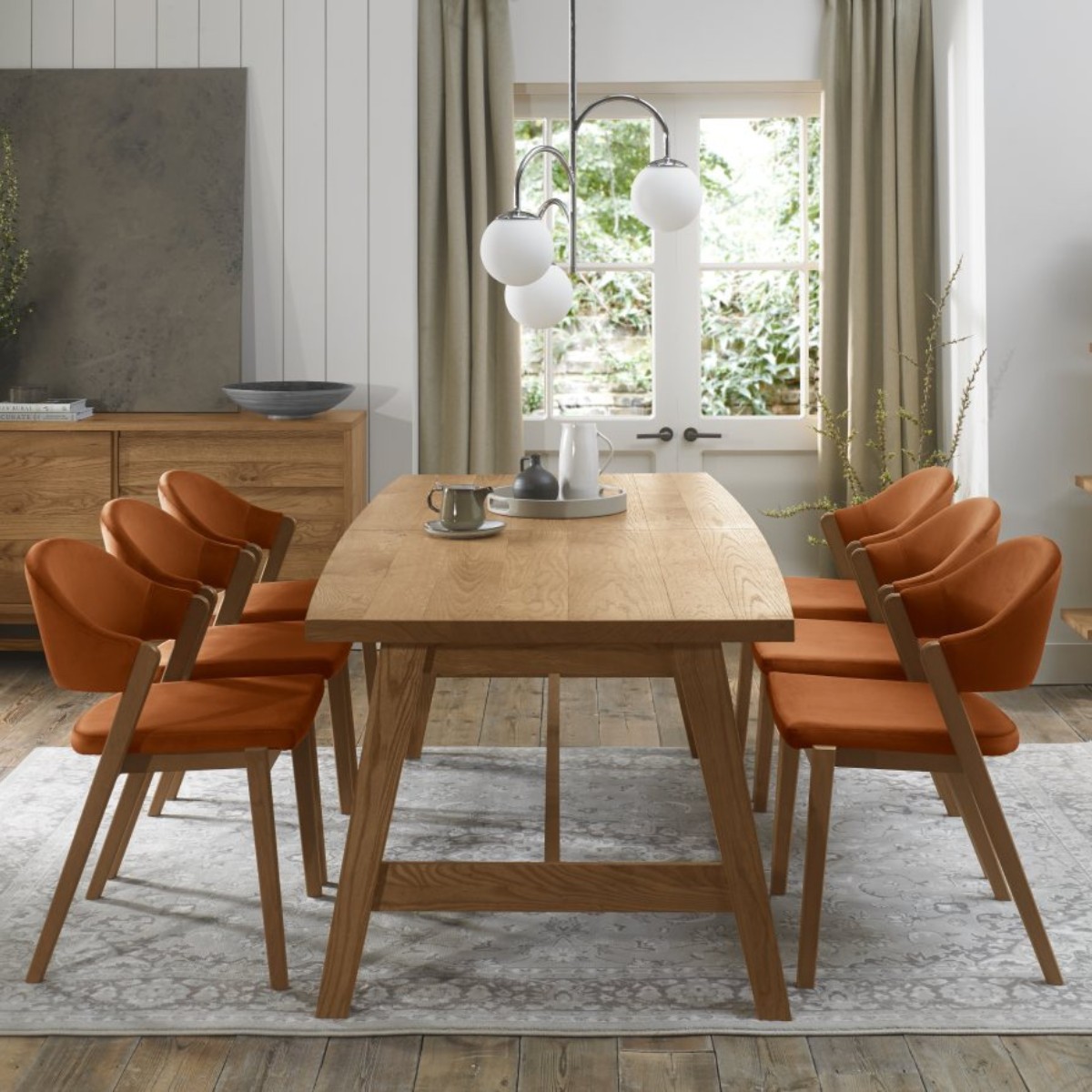 Chambery Rustic Oak Upholstered Dining Chair Orange - 6