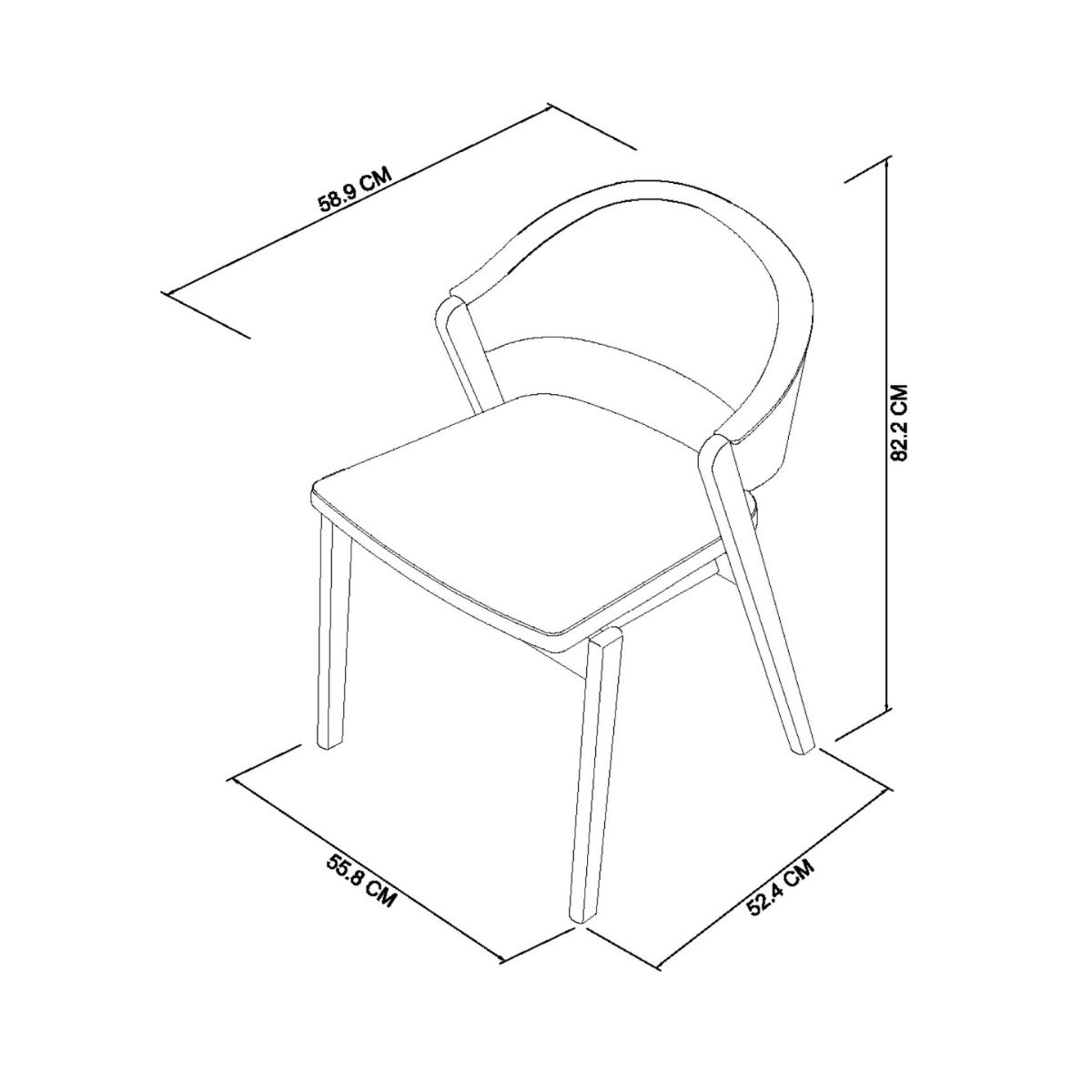 Chambery Weathered Oak Curved Back Dining Chair Dimensions