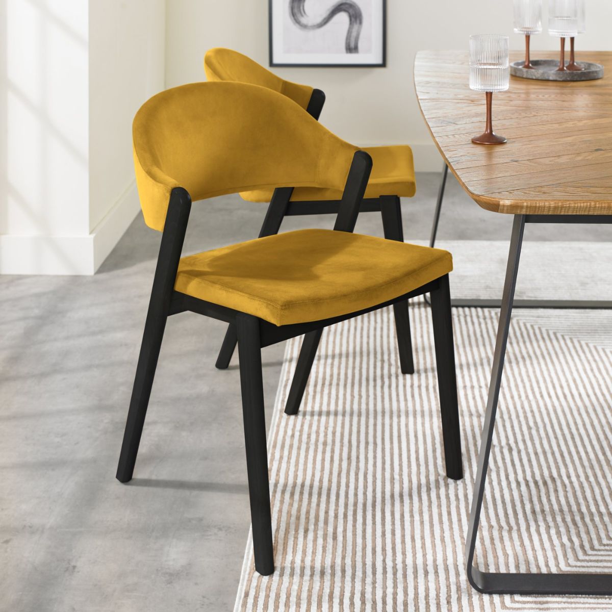 Chambery Weathered Oak Curved Back Dining Chair Yellow - 5