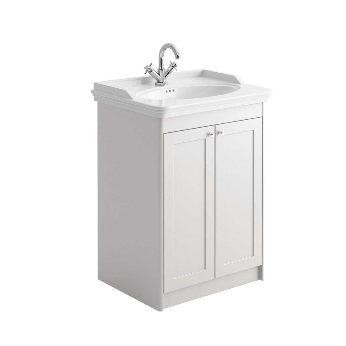 freestanding white vanity unit