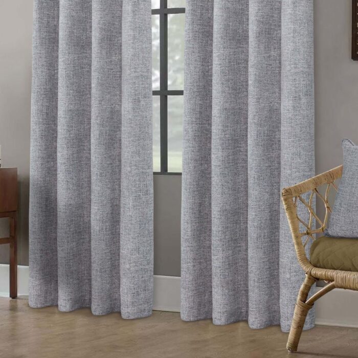 Clayton Ready Made Grey Eyelet Curtains with Blackout Lining - 2