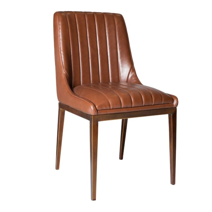 Tucker brown leather dining chair