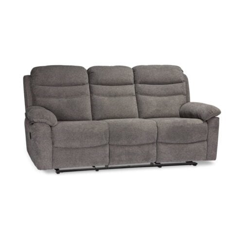 3 Seater Grey Fabric Recliner Sofa