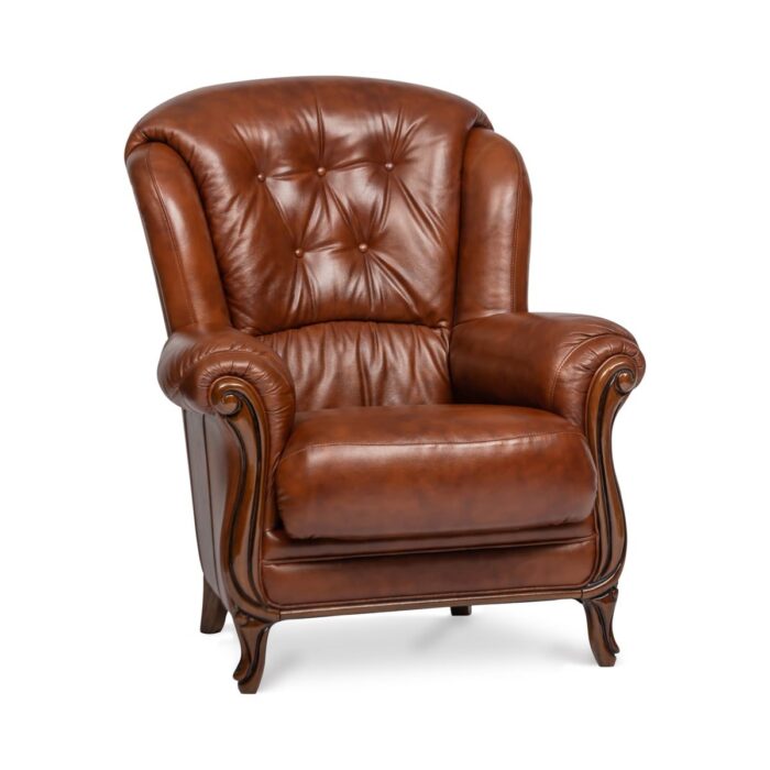 Leather Button Back Armchair