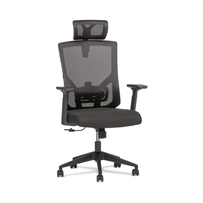 black mesh office chair with headrest