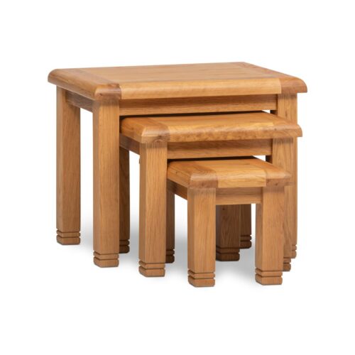 Solid Oak Nest of 3 Tables