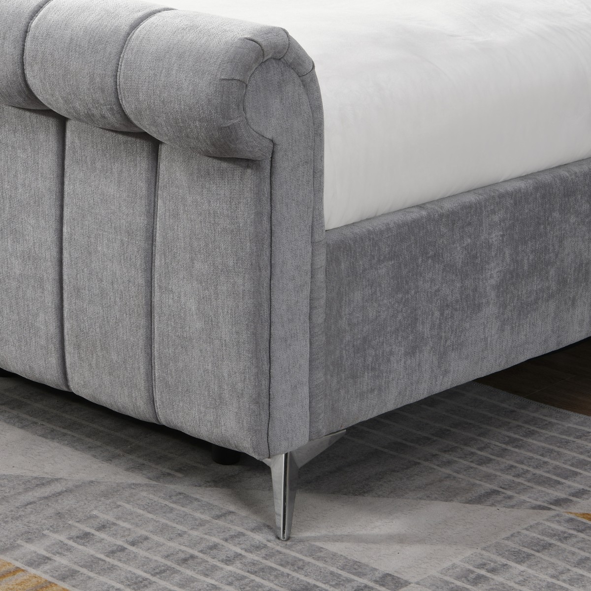 Corona Side Gas Lift Velvet Bed Grey - 6