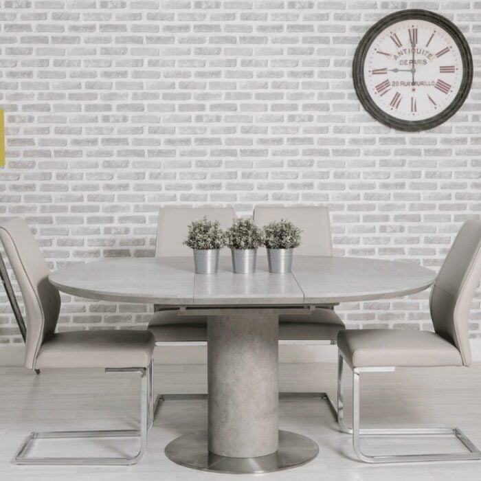 Denny Round Concrete Effect Dining Table -10