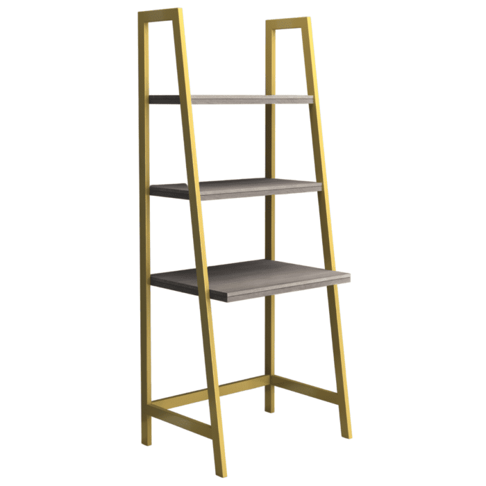 Grey and Gold Ladder Bookshelf Desk