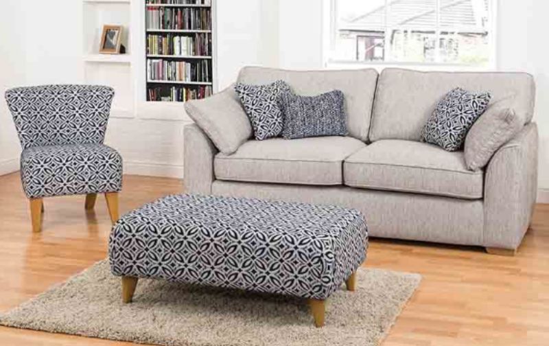 Early 20th Century Lawson light grey fabric sofa and ottoman.