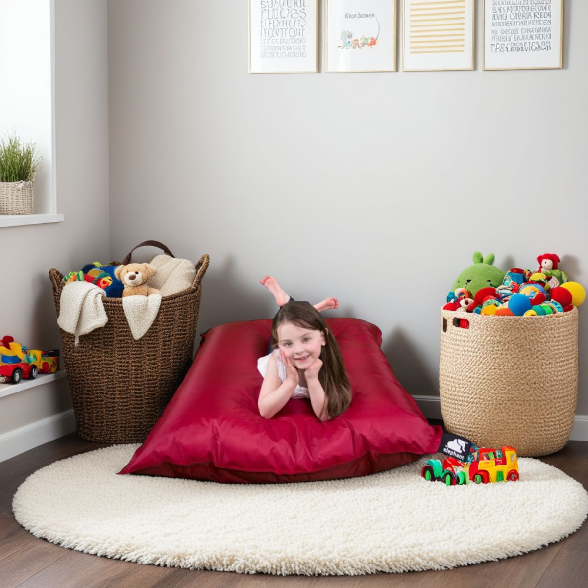 Elephant Junior Vibrant Small Red Bean Bag - Image 2