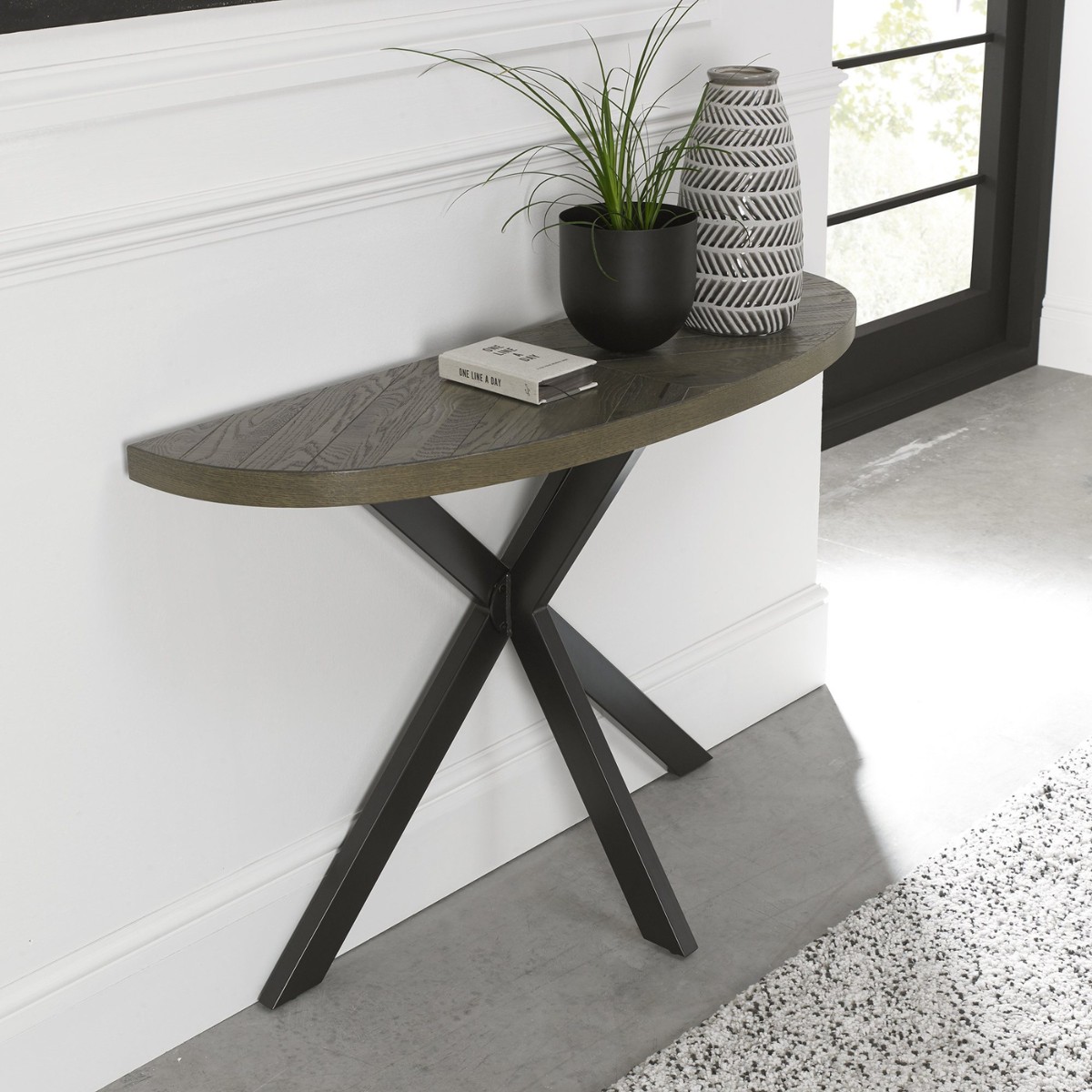 Elliot Fumed Oak Console Table - 3